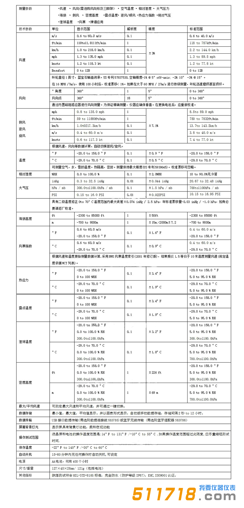 美國(guó)NK5700A(Kestrel 5700A)彈道應(yīng)用精英氣象儀技術(shù)參數(shù).png